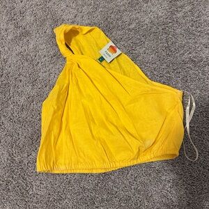 Farm Rio- Linen Yellow One Shoulder Top NWT Sz S